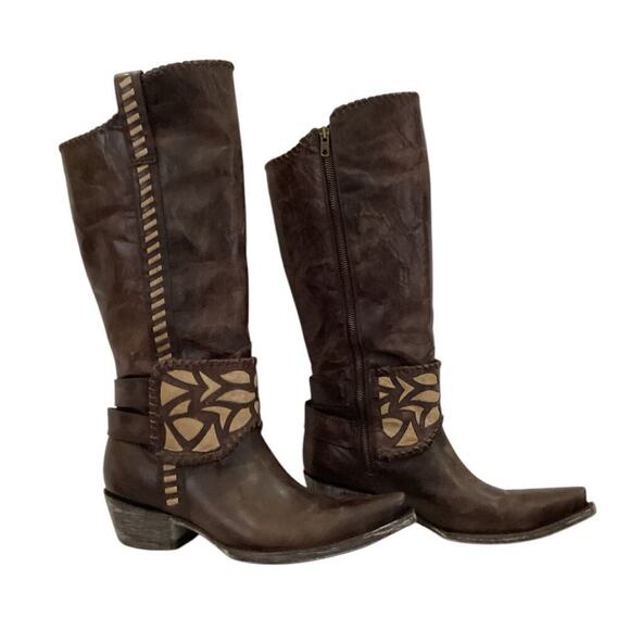 Old Gringo Shoes - Old Gringo Melissa 15" In Chocolate Brown Western Cowgirl Snip Toe Size 9 Boots